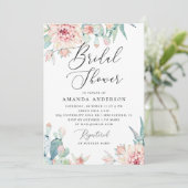 Boho Bruidsfeest | Waterverf Cactus Bloemen Kaart (Staand voorkant)