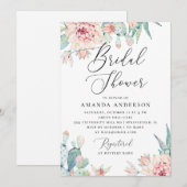 Boho Bruidsfeest | Waterverf Cactus Bloemen Kaart (Voorkant / Achterkant)