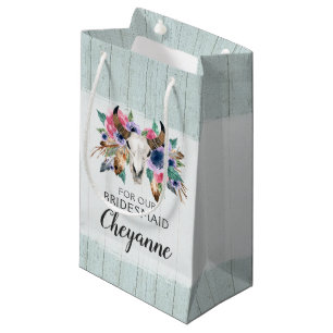 Boho Bruidsmeisje Cadeau Bloemenschedel Favor Zakj Klein Cadeauzakje