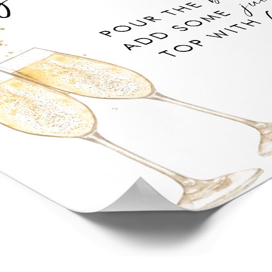 Boho Bruidsuitnodiging Bruisende Bar Bord | Mimosa Poster (Hoek)