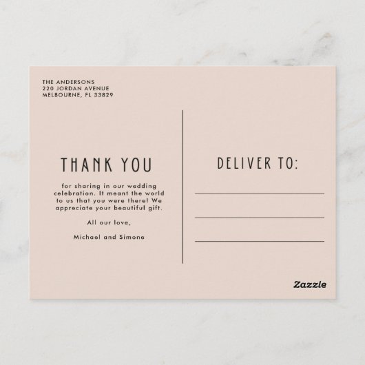 Boho bruiloft 3 foto collage dank u briefkaart (Achterkant)