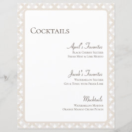 Boho Bruiloft 8.5x11 Cocktail Menu