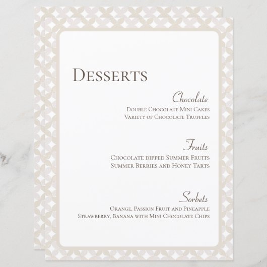 Boho Bruiloft 8.5x11 Dessert Menu (Voorkant / Achterkant)