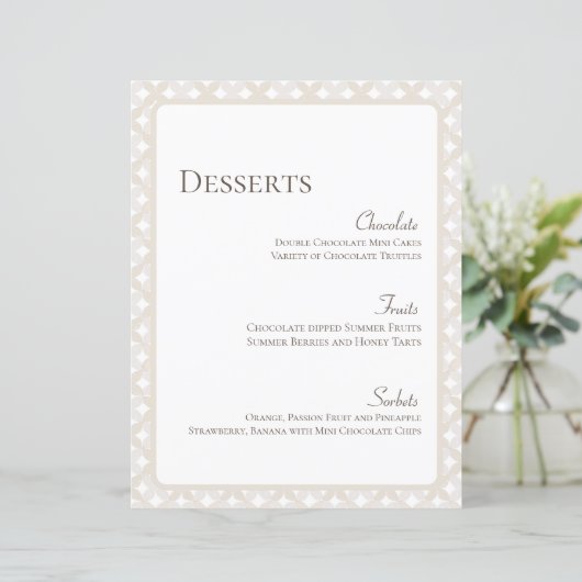 Boho Bruiloft 8.5x11 Dessert Menu (Staand voorkant)