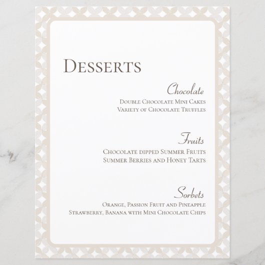 Boho Bruiloft 8.5x11 Dessert Menu (Voorkant)