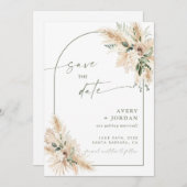 Boho Bruiloft Bewaar de Datum Uitnodigen | pampasg Kaart (Voorkant / Achterkant)