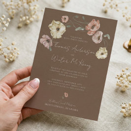 Boho Bruiloft Bloemen Waterverf IJslandse Papaver Kaart