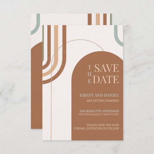 Boho bruiloft boog opslaan van de datum save the date (Voorkant / Achterkant)