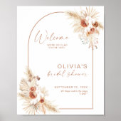 Boho Bruiloft Borrel Welkomstbord | Pampas Gras Poster (Voorkant)
