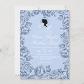 Boho Bruiloft Bridgerton Marine Blauw Script Roman Kaart (Voorkant)