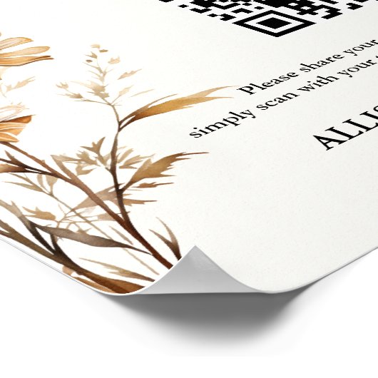 Boho bruiloft Capture liefde QR code bruiloft foto Poster (Hoek)