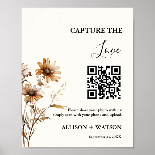 Boho bruiloft Capture liefde QR code bruiloft foto Poster (Voorkant)