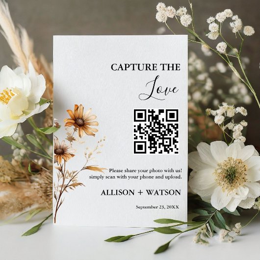 Boho bruiloft Capture liefde QR code bruiloft foto Reclamebord Met Voetstuk