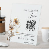 Boho bruiloft Capture liefde QR code bruiloft foto Reclamebord Met Voetstuk (Insitu)