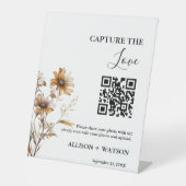 Boho bruiloft Capture liefde QR code bruiloft foto Reclamebord Met Voetstuk (Voorkant)