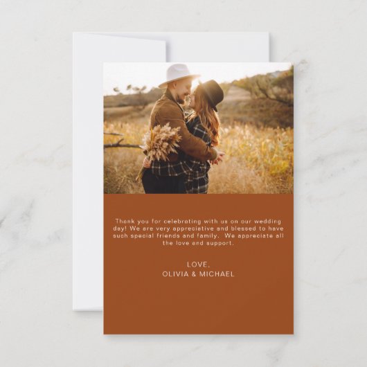 Boho bruiloft dank u foto minimalistisch kaart (Achterkant)