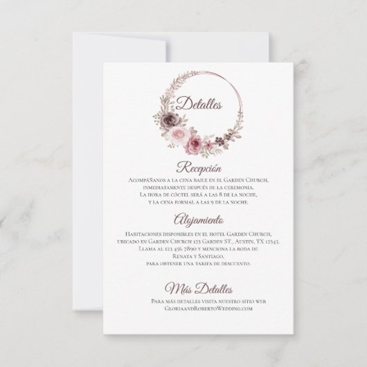 Boho Bruiloft Details Behuizing Kaart (Voorkant)