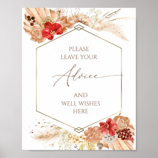 Boho Bruiloft Feest Advies En Goede Wensen Poster (Voorkant)