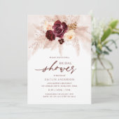 Boho Bruiloft Feest Roest Pampas Gras Roos Kaart (Staand voorkant)