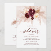 Boho Bruiloft Feest Roest Pampas Gras Roos Kaart (Voorkant / Achterkant)