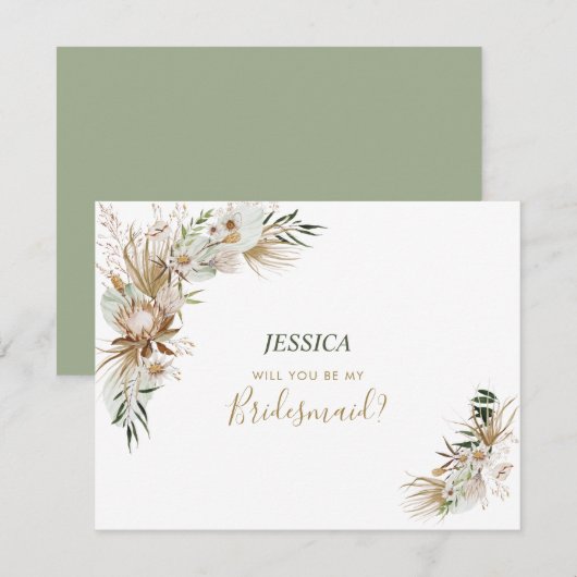 Boho Bruiloft Feest Wilt u mijn Aanzoek zijn Notitiekaartje (Voorkant / Achterkant)