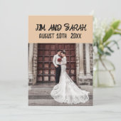 BOHO BRUILOFT FOTO MINIMILIST AANGEPASTE UITNODIGI KAART (Staand voorkant)