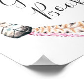 Boho bruiloft gast boek. Waterverf veer krans Poster (Hoek)