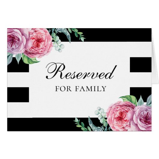 Boho bruiloft gereserveerd teken. Roze tuinbloemen (Voorkant Horizontaal)