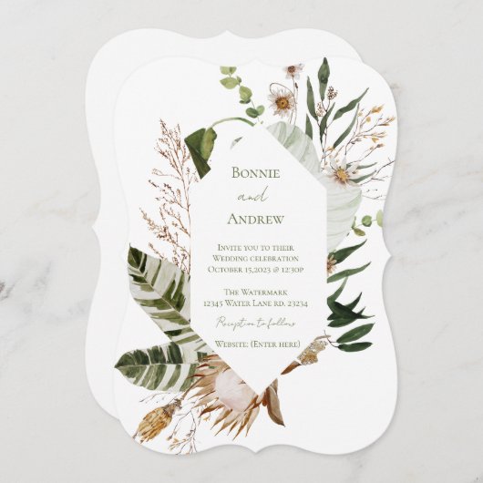 Boho Bruiloft herfst uitnodiging (Voorkant / Achterkant)