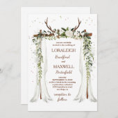 Boho bruiloft luifel Waterverf groen Bloemen Kaart (Voorkant / Achterkant)