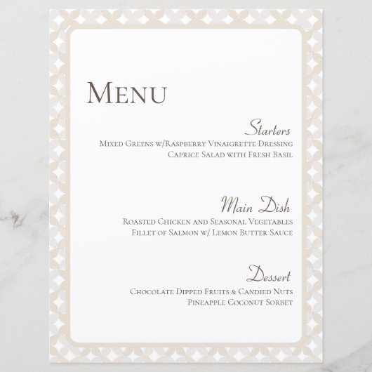 Boho Bruiloft Menu Kaart 8 1/2" X 11" (Voorkant)