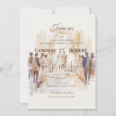 Boho bruiloft met bruid en bruidegom silhouet kaart (Voorkant)