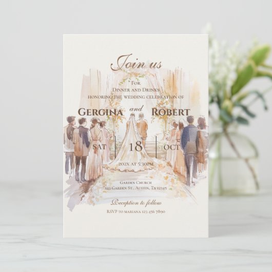 Boho bruiloft met bruid en bruidegom silhouet kaart (Staand voorkant)