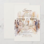 Boho bruiloft met bruid en bruidegom silhouet kaart (Voorkant / Achterkant)
