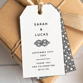Boho bruiloft of verlovingsgeknoopte cadeaulabel