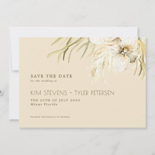 Boho bruiloft pampas gras moderne bruiloft save the date (Voorkant)