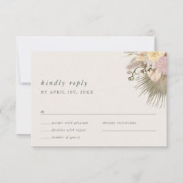 Boho Bruiloft Pampas Gras Orchidee Palm Protea RSVP Kaartje