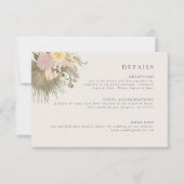 Boho Bruiloft Pampas Gras Palm Info Kaart (Voorkant)