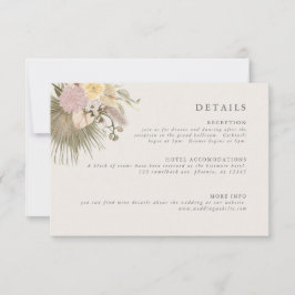 Boho Bruiloft Pampas Gras Palm Info Kaart