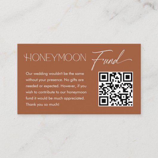 Boho Bruiloft QR Code Huwelijksreis Fonds Informatiekaartje (Voorkant)