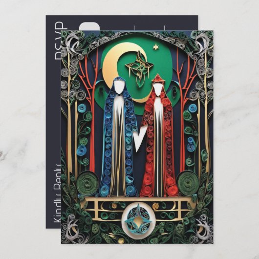 Boho bruiloft RSVP Kaart (Voorkant / Achterkant)