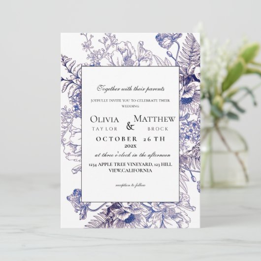 Boho bruiloft rustieke elegante moderne bruiloft kaart (Staand voorkant)