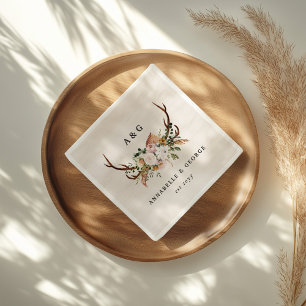 Boho Bruiloft Rustieke Geweibloem Bruiloftsmonogra Servet