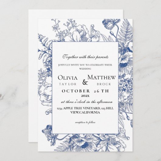 Boho Bruiloft Rustieke Natuurlijke Bloem Moderne B Kaart (Voorkant / Achterkant)