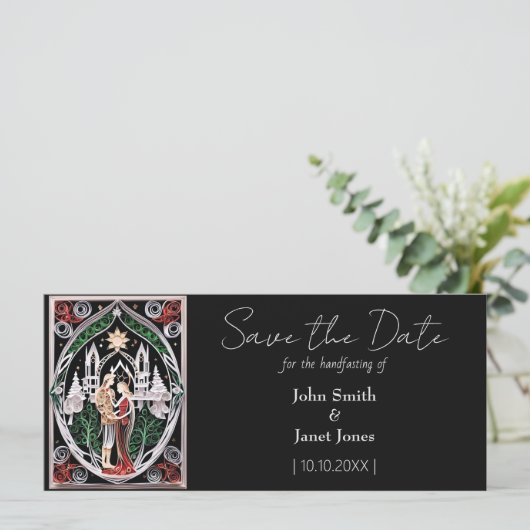 Boho Bruiloft Save the Date (Staand voorkant)
