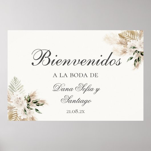 Boho Bruiloft Spaans Welkomstbord Poster (Voorkant)