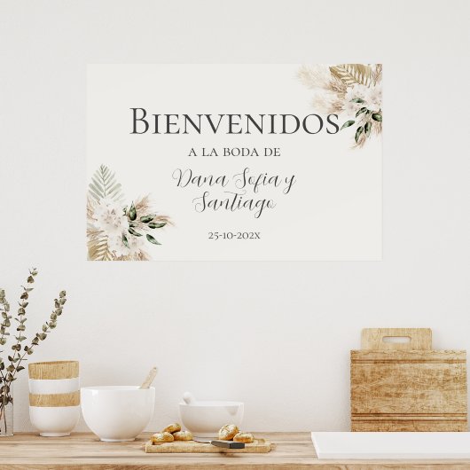 Boho Bruiloft Spaans Welkomstbord Poster (Keuken)