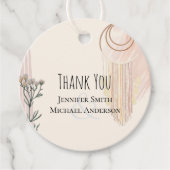 BOHO Bruiloft Stofblauw Perzik Droomvanger Bedankjes Labels (Voorkant)