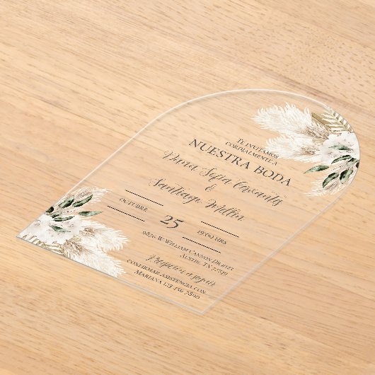 Boho bruiloft uitnodigen in het Spaans Acryl Uitnodigingen (Laagn)