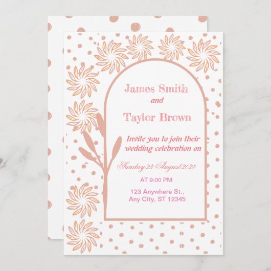 Boho bruiloft uitnodiging (Voorkant / Achterkant)